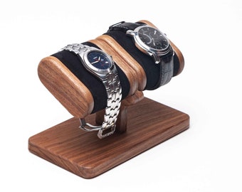 Soporte de reloj de madera de nogal con caja, pantalla de reloj de madera para hombres, soporte de reloj de madera, almacenamiento de reloj, caja de reloj, regalo para él, regalo personalizado