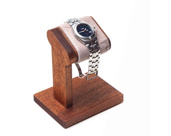 Simple mahogany wood Watch Stand for long bracelet watch, wooden watch display, men's wood watch holder, watch storage, watch box