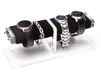 Transparent Watch Stand for 4 watches with personalized box, watch storage, watch organizer