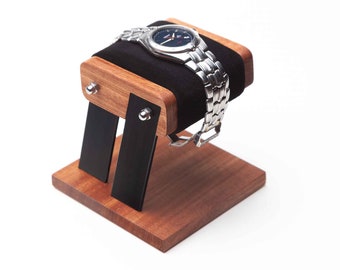 Modern mahogany wood Watch Stand + personalized box, watch display, watch storage, watch holder