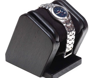 Black finish Wenge wood Watch Stand with personalized box, wooden watch display for men, wood watch holder, watch storage