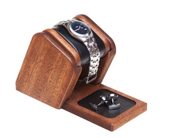 Wooden desk organizer watch stand jewelry tray personalized box docking station watch case watch display for men holder box gift for him