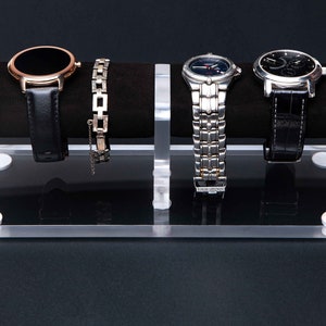 Transparent Watch Stand for 4 watches with personalized box, watch storage, watch organizer image 4