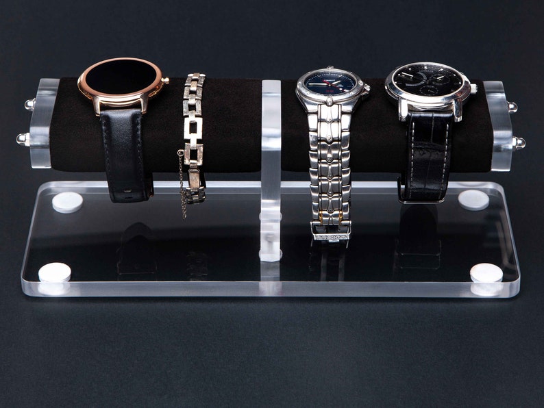 Transparent Watch Stand for 4 watches with personalized box, watch storage, watch organizer image 4