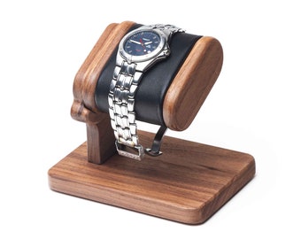 Soporte de reloj de madera de nogal con caja personalizada, pantalla de reloj de madera para hombres, soporte de reloj de madera, almacenamiento de relojes, regalo de caja de reloj para él