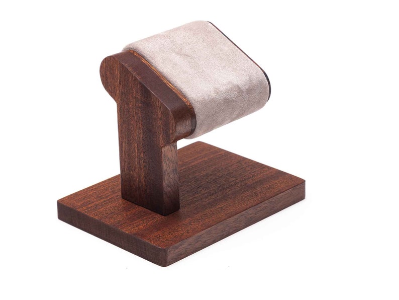 Soporte de reloj de madera simple de caoba con caja, pantalla de reloj de madera para hombres, soporte de reloj de madera, almacenamiento de relojes, caja de relojes, para él, personalizado imagen 2