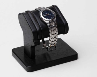 Black finish wenge wood watch stand with personalized box, Black wenge wood watch display for men, watch holder, watch storage