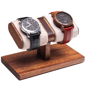 Simple mahogany wood Watch Stand with box, wooden watch display for men, wood watch holder, watch storage, watch box, personalized gift