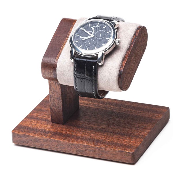 Mahogany Simple wood Watch Stand with box, wooden watch display for men, wood watch holder, watch storage, watch box, for him, personalized