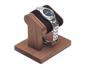 Walnut wood Simple Watch Stand with box, wooden watch display for men, wood watch holder, watch storage, watch box, personalized