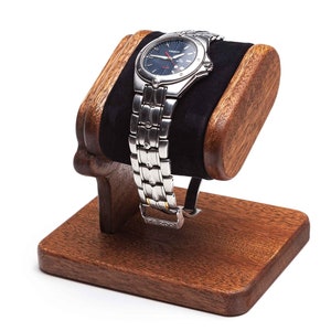 Mahogany wood Watch Stand with personalized box, wooden watch display for men, wood watch holder, watch storage, watch box gift for him