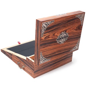 Exclusive three-part Writing Slope inlaid with natural veneers. Calligraphy, Desk organizer. Letter writing set. Writing desk