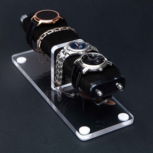 Transparent Watch Stand for 4 watches with personalized box, watch storage, watch organizer image 2