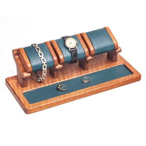 Mahogany wood watch stand for three small watches, watch display watch storage holder gift for women watch holder, personalized gift