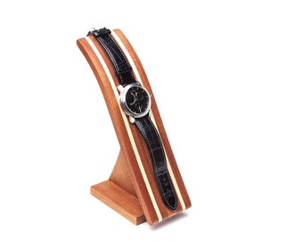 Mahogany and Samba wood Watch Stand, wooden watch display, wood watch holder, watch storage, watch box, gift for him, gift for her