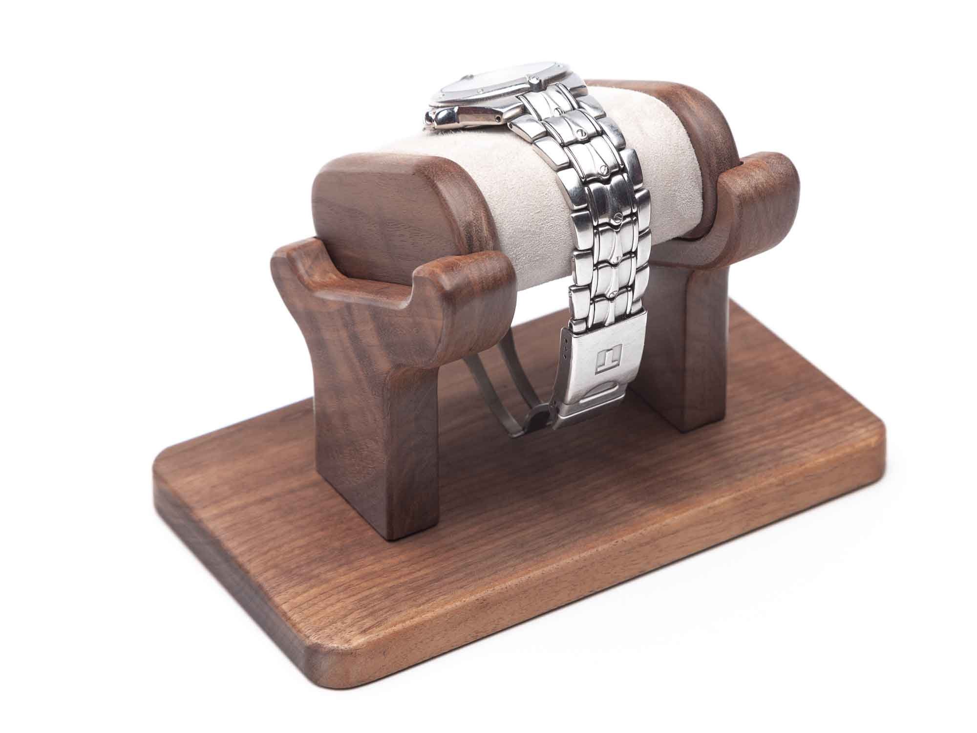 Supporto Orologio In Legno Di Noce Con Base C Rimovibile, Elegante Espositore Da Scrivania