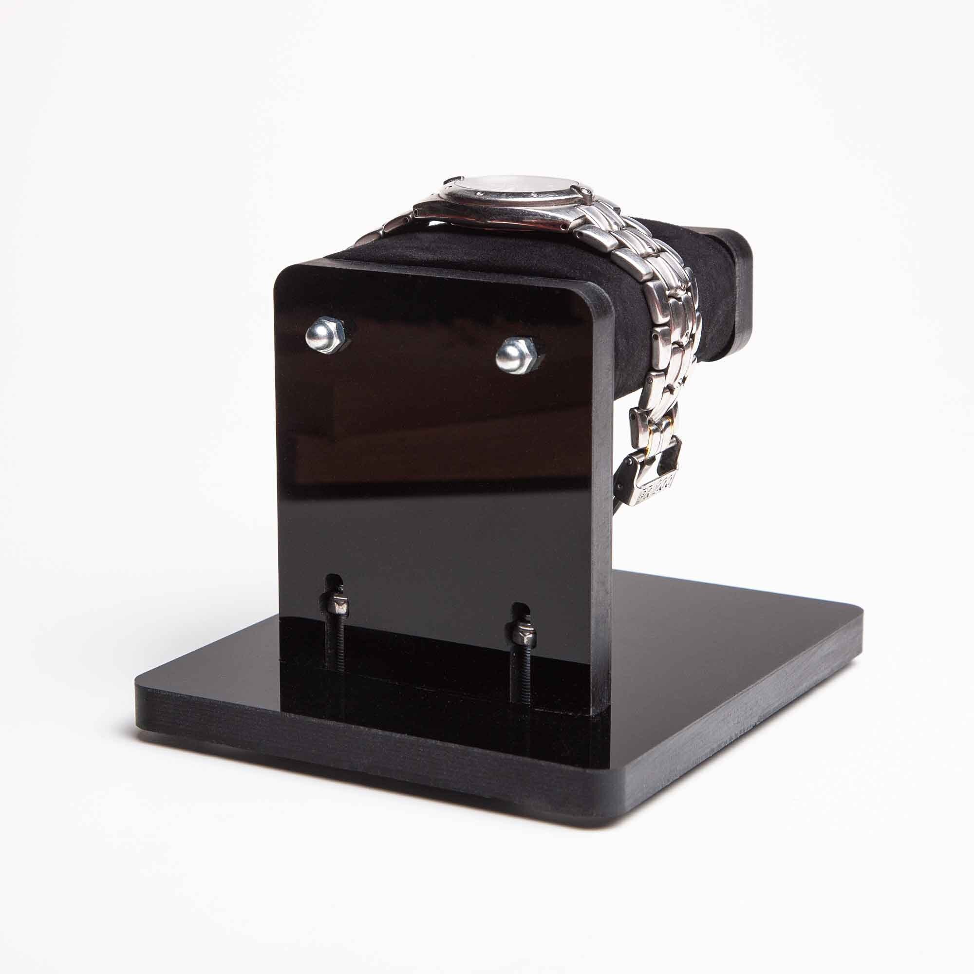 Modern Black Watch Stand + Personalized Box, Industrial Look Watch ...