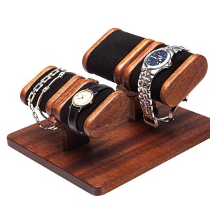 Wooden watch stand for men&#39;s and women&#39;s watches + personalized box, watch display, watch storage, watch holder, gift for men gift for woman
