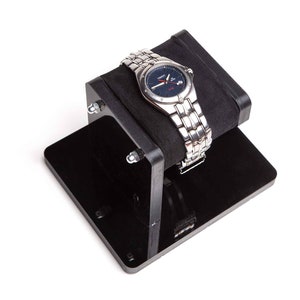 Modern black Watch Stand + personalized box, industrial look watch display for men watch storage watch holder, personalized gift
