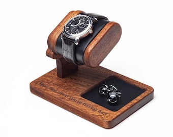 Mahogany wood desk organizer watch stand jewelry tray personalized box docking station watch case watch display for men holder box gift