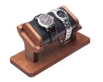 Mahogany wood Watch Stand with personalized box, wooden watch display for men, watch storage, watch holder, personalized gift