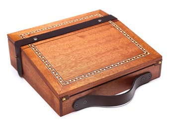 Mahogany 'Small' Writing Slope: Portable Colonial Style Calligraphy Desk Organizer, Calligraphy, Letter writing set. Writing desk