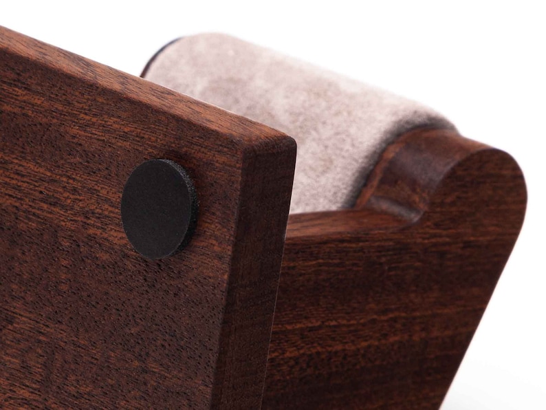 Soporte de reloj de madera simple de caoba con caja, pantalla de reloj de madera para hombres, soporte de reloj de madera, almacenamiento de relojes, caja de relojes, para él, personalizado imagen 7