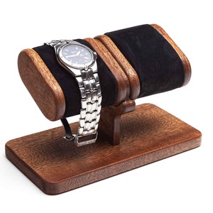 Mahoniehouten horlogestandaard met doos, houten horlogedisplay voor mannen, horlogehouder, horlogeopslag, horlogedoos cadeau voor hem, gepersonaliseerd cadeau
