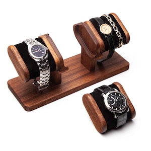 Mahogany wood watch stand for three watches, watch display watch storage holder gift for men watch holder, personalized gift