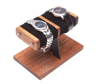 Modern mahogany wood Watch Stand + personalized box, watch display, watch storage, watch holder