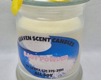Baby powder scented candle, Baby powder, scented candles, container candles, soy candle, all natural candle