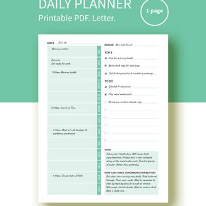 Daily planner, printable planner, planner inserts, planner printable, day planner, daily planner insert, daily schedule, daily organizer image 2