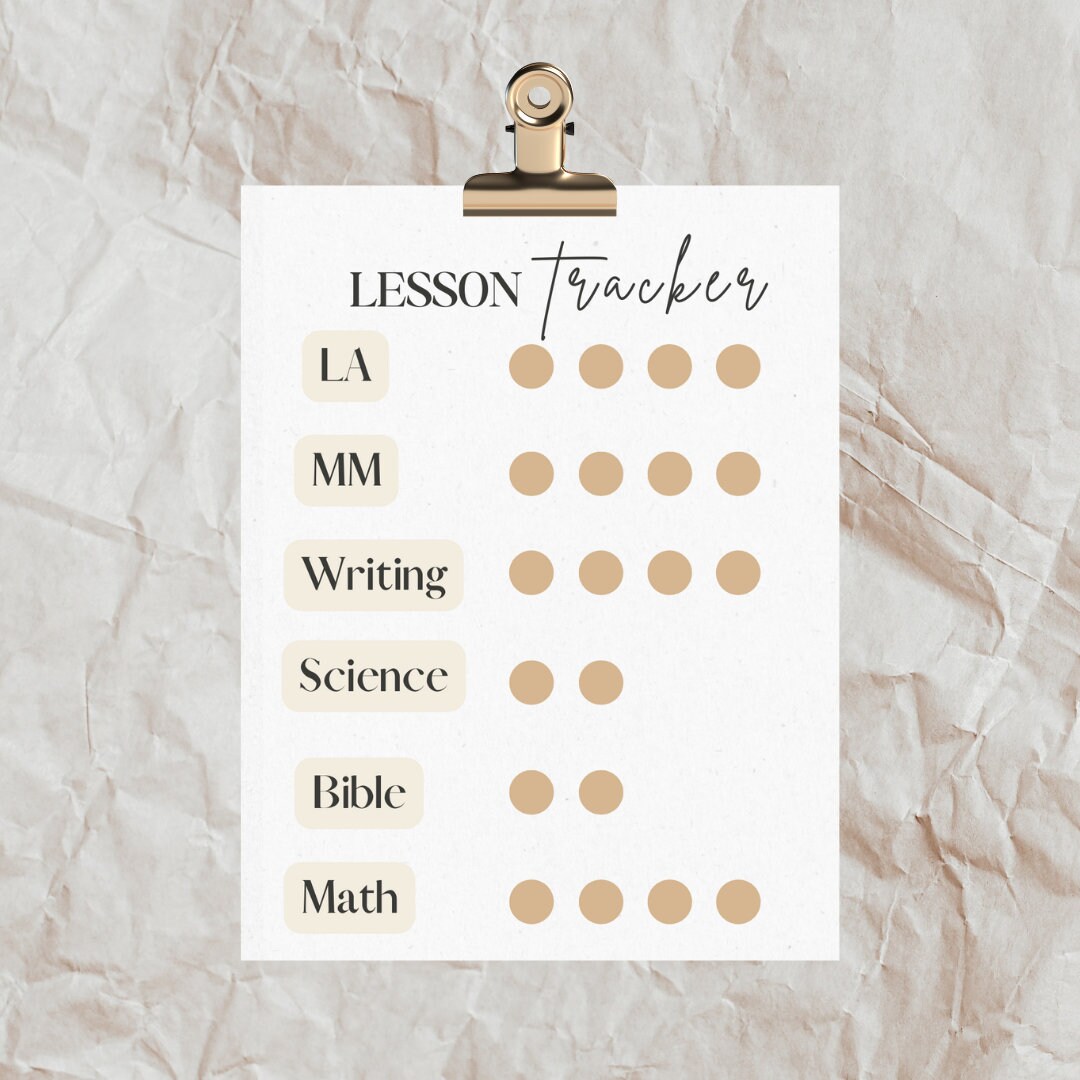 Homeschool Weekly Lesson Tracker *editable - Etsy