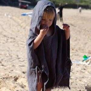 Personalisierte bestickte Leinen Kapuze personalisierte Poncho Strandtuch - Ink