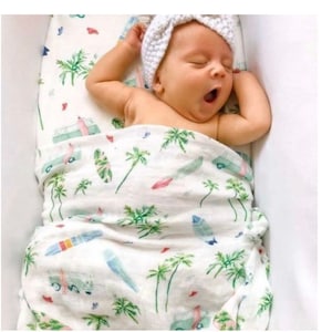 Organic Bamboo Cotton Swaddle - Chasing Waves
