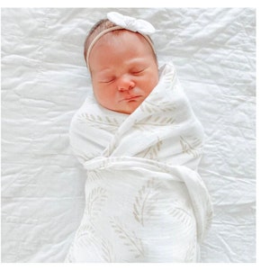 Organic Bamboo Cotton Swaddle - Gold Fern