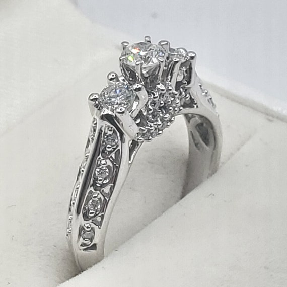 14k white gold past present future diamond ring 0… - image 5