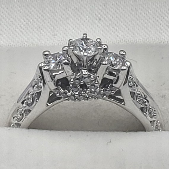 14k white gold past present future diamond ring 0… - image 1