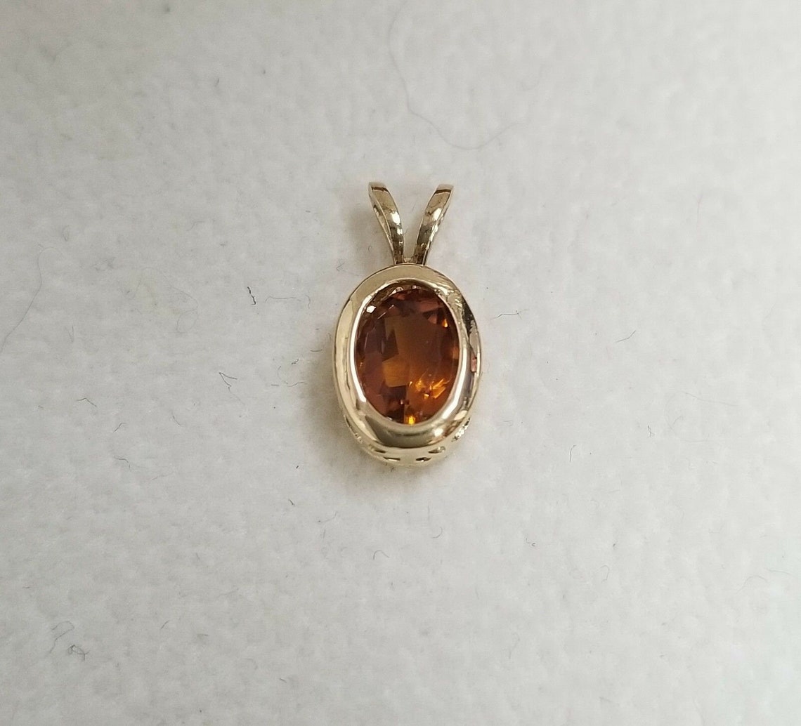 14k yellow gold yellow topaz pendant 0.7 grams new | Etsy