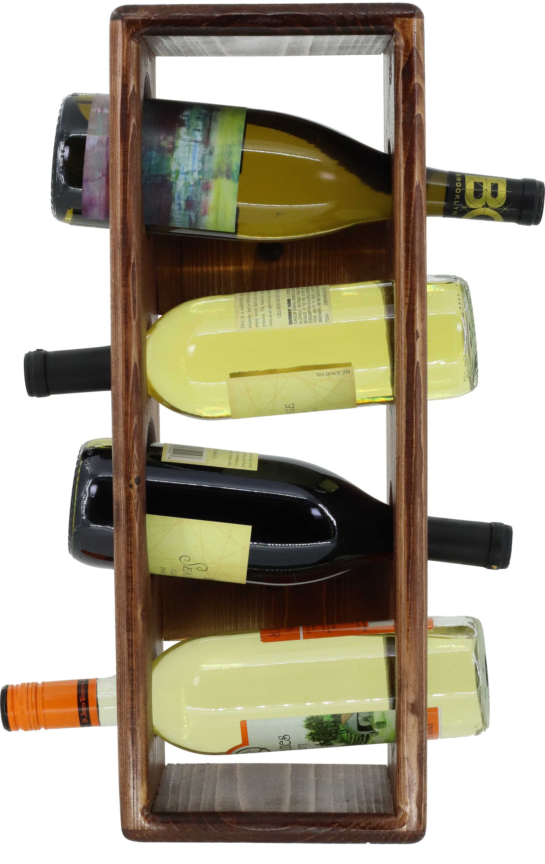 4 - Bottle Wall Mounted Wine Rack Bottle Holder Hanging Storage Rustic ...