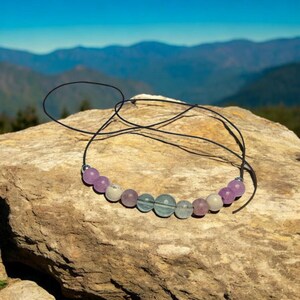 Anxiety Support Gemstone Wish Bracelet: Calming Amethyst, Howlite & Lepidolite