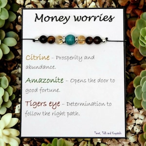 Money worries finances wealth mental health spirituality gemstone wish bracelet gift