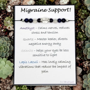 Migraine / headache pain gemstone wish bracelet. Self care. Thoughtful gift.