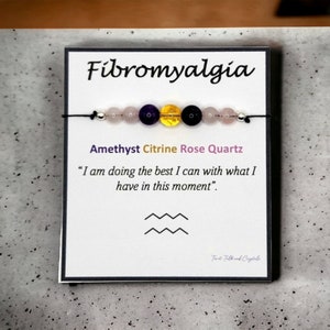 Fibromyalgia pain management/relief support gemstone wish bracelet. Fibro warrior gift.