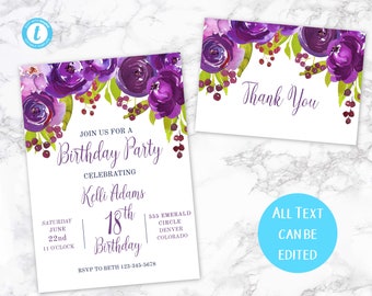 purple invitations etsy