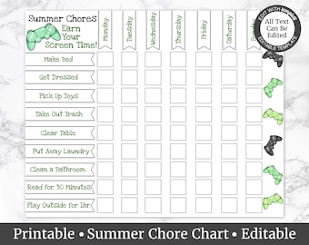 Screen Time Chore Chart