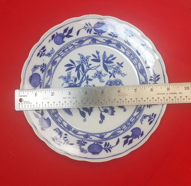 Blue Onion Plate, Meissen, Cauldon Place Flow Blue, Blue and White Transferware brown, Westhead