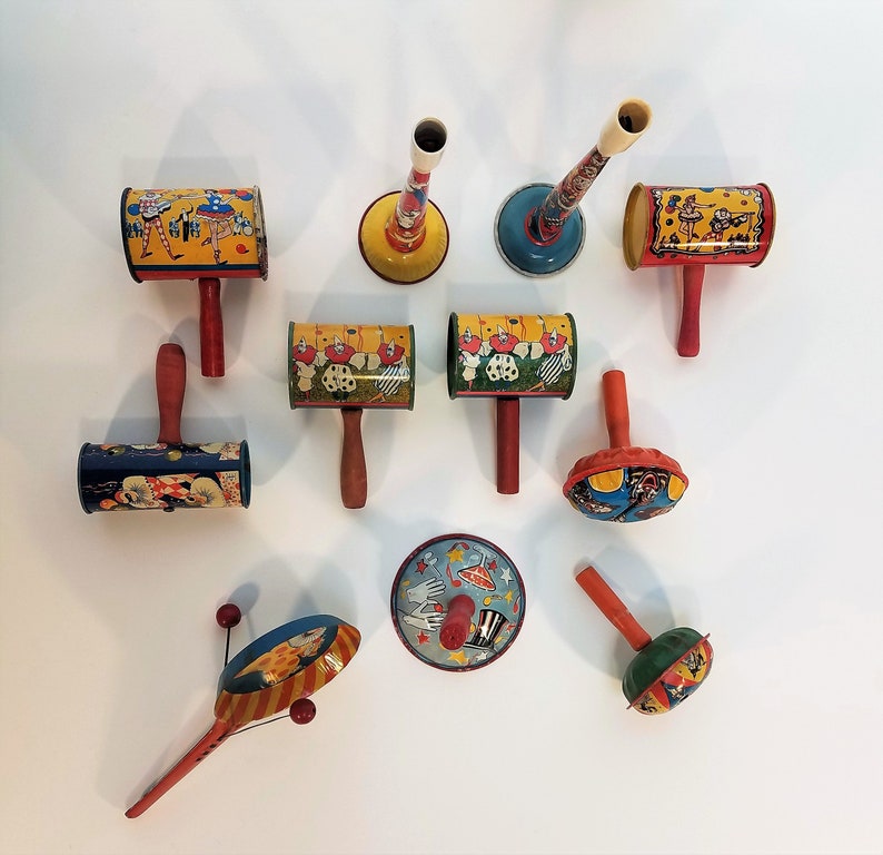11 New Years Eve Noisemakers Vintage Tin Litho Toys Etsy