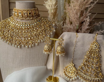 Paachi Kundan Pink Bridal Set , Sage Green Kundan Bridal Set , Indian Bridal Set , Collar, Jhumki, Paachi Kundan Set