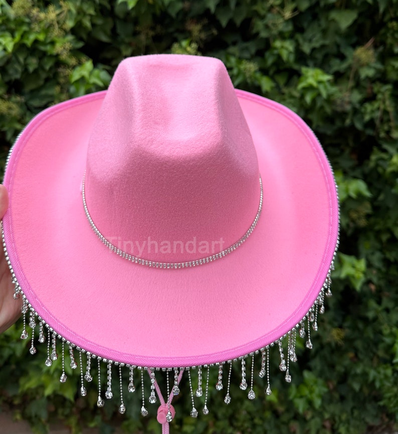 Diamond Fringe Cowboy Hatcowgirl Hat With Double Rhinestone Etsy